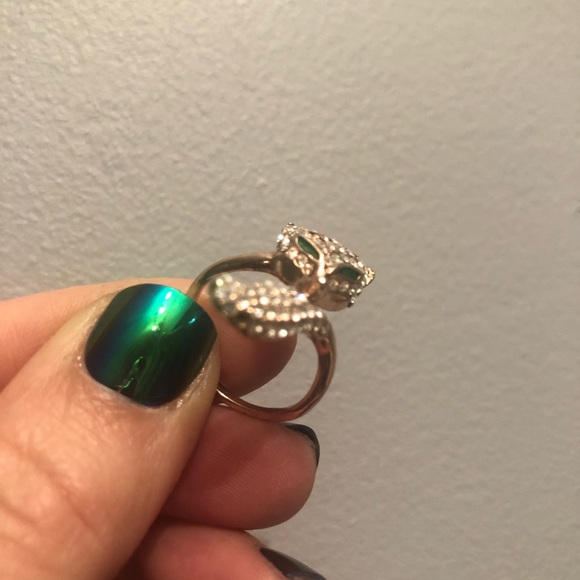 Glittery fox ring with green eyes size 7 - Picture 5 of 5